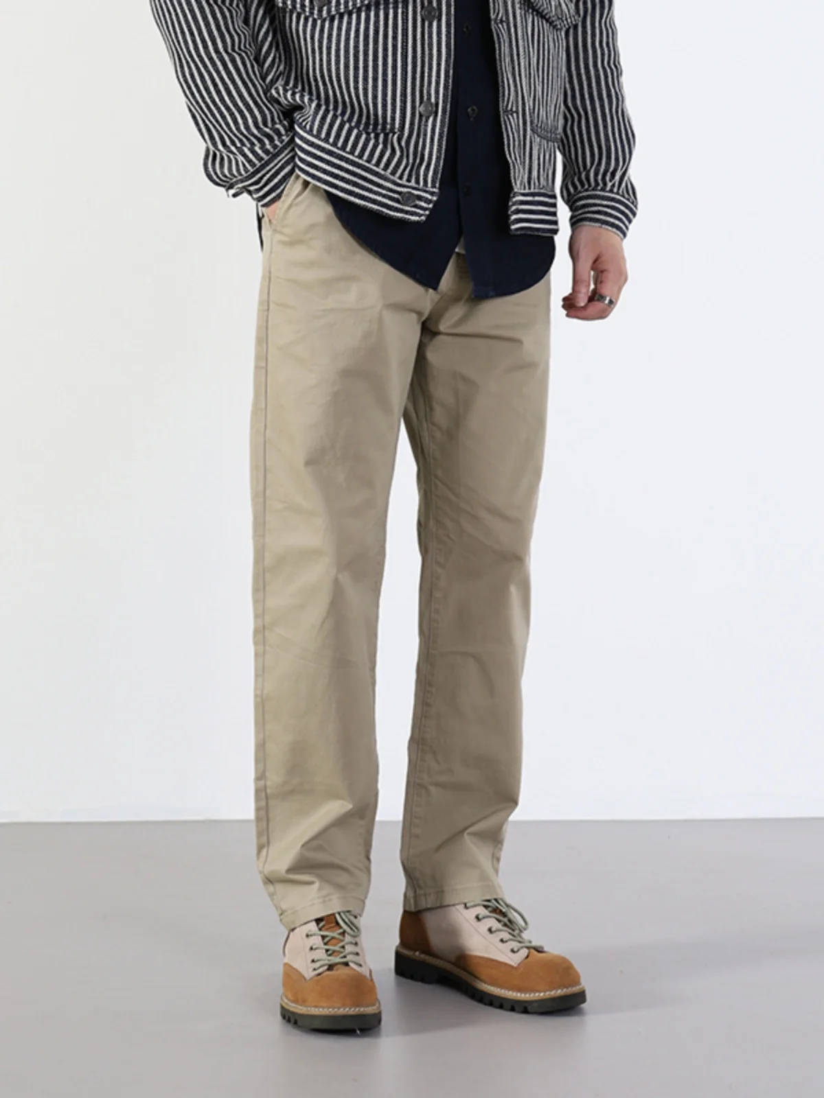 

Новые мужские повседневные брюки из чистого хлопка, прямого кроя, эластичные, винтажные, в корейском стиле, длинные, с эффектом потертости