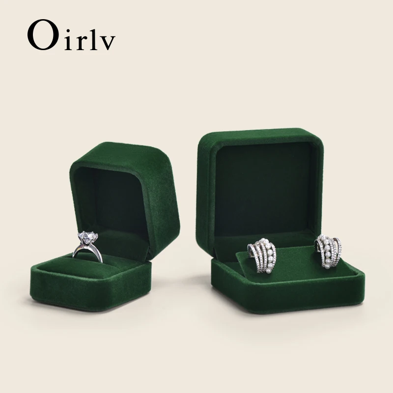 Oirlv Velvet Ring Box Gemstone Green Jewelry Box High-quality Earring Bracelet Necklace Box Jewelry Organizer Box Customizable