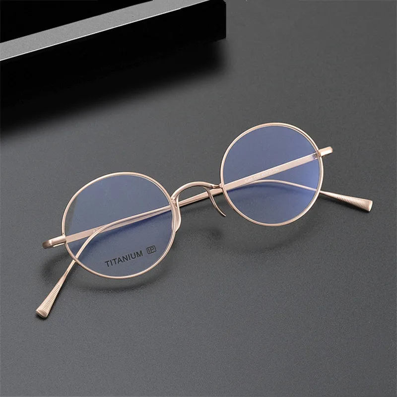 Pure Titanium Glasses Frame Janpanese Handmade Men Women Retro Round Optical Eyeglasses Myopia Prescription Spectacles Eyewear