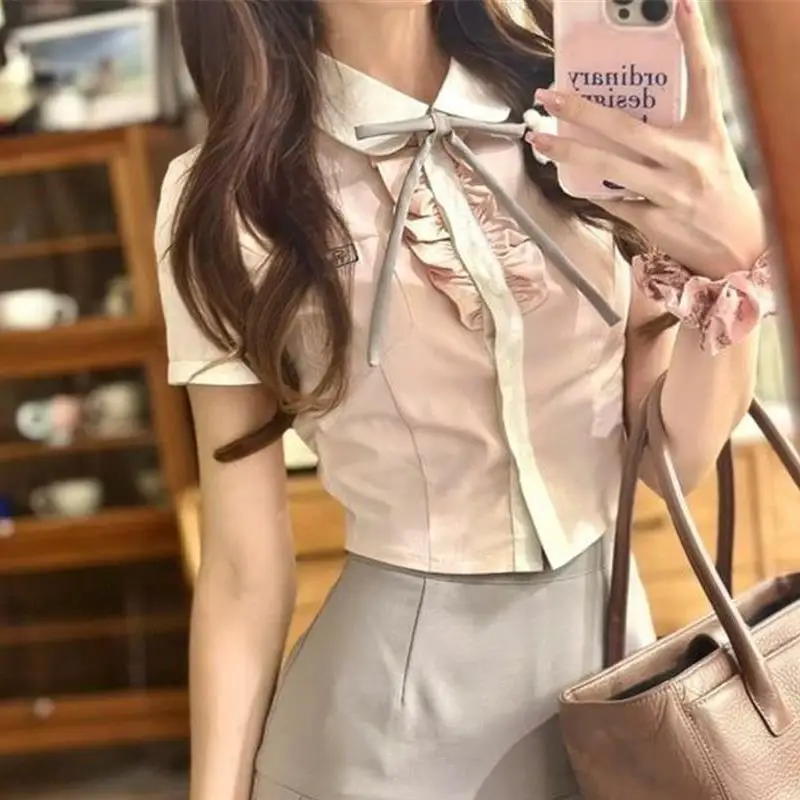 JK Uniform Girl Pink Collection Waist Shirt Gray High Waist Pleated Skirt Spicy Girl Two-piece Set