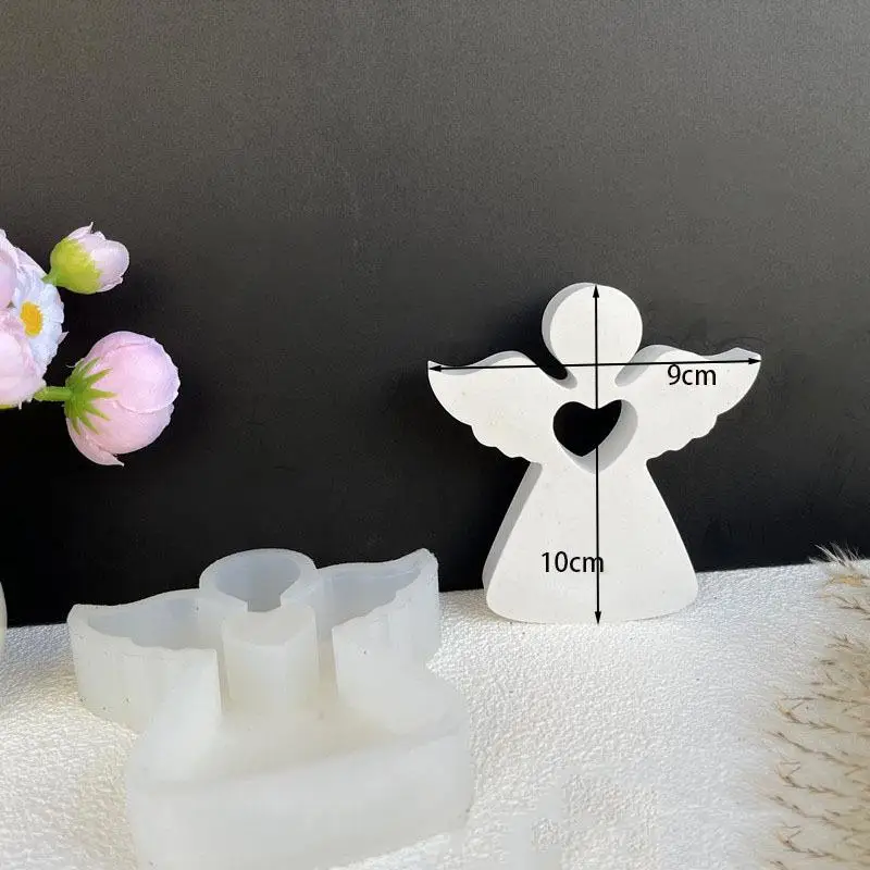 3D Cute Angel Candle Silicone Mold Gypsum Car Mounted Incense Expanding Gypsum Ornament Mold Easter Aromatherapy Candle Mold