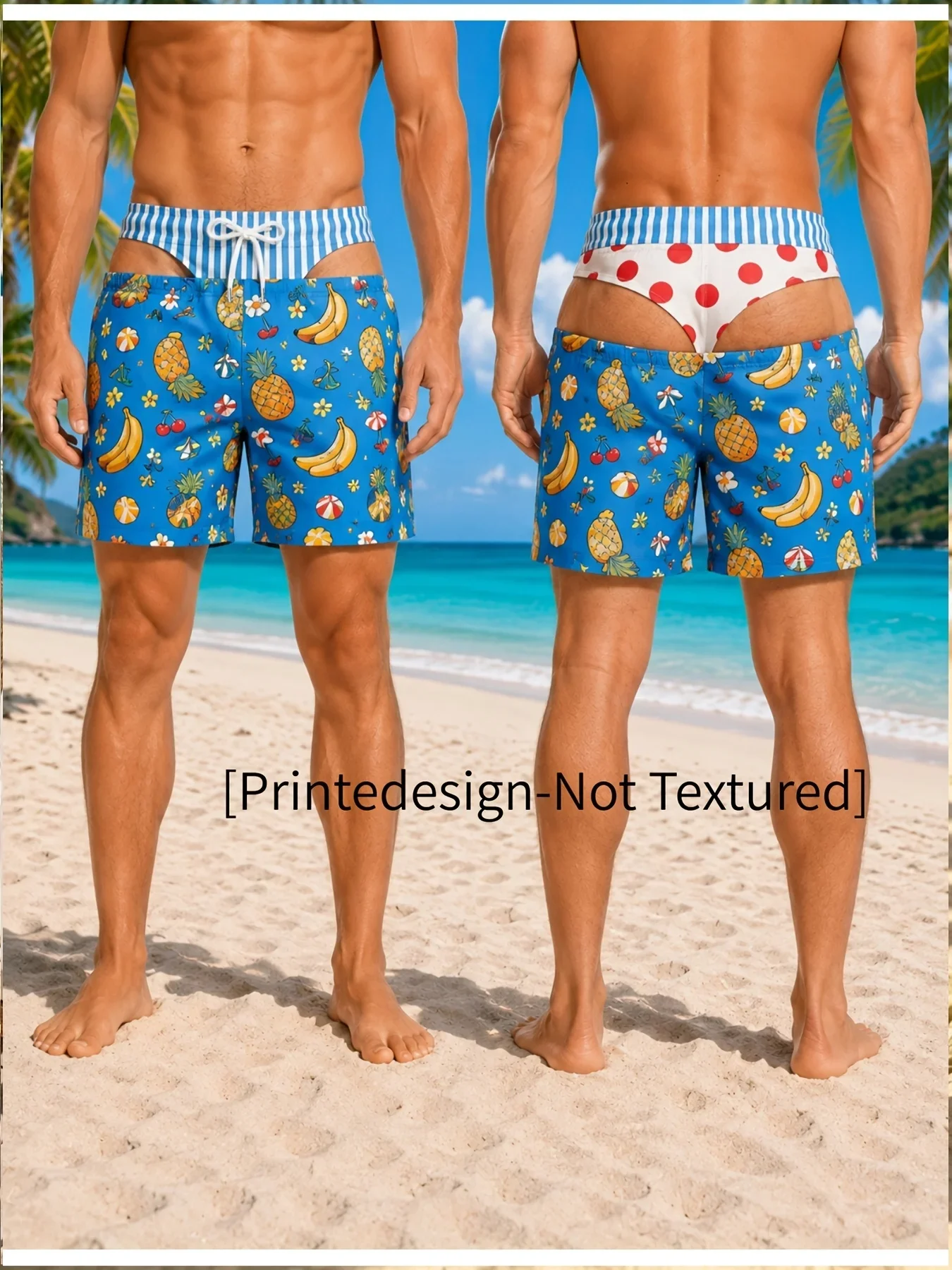 Pink Watermelon Slice Print Men Swim Trunks Quick Dry Drawstring Beach Shorts Funny Optical Illusion Board Shorts