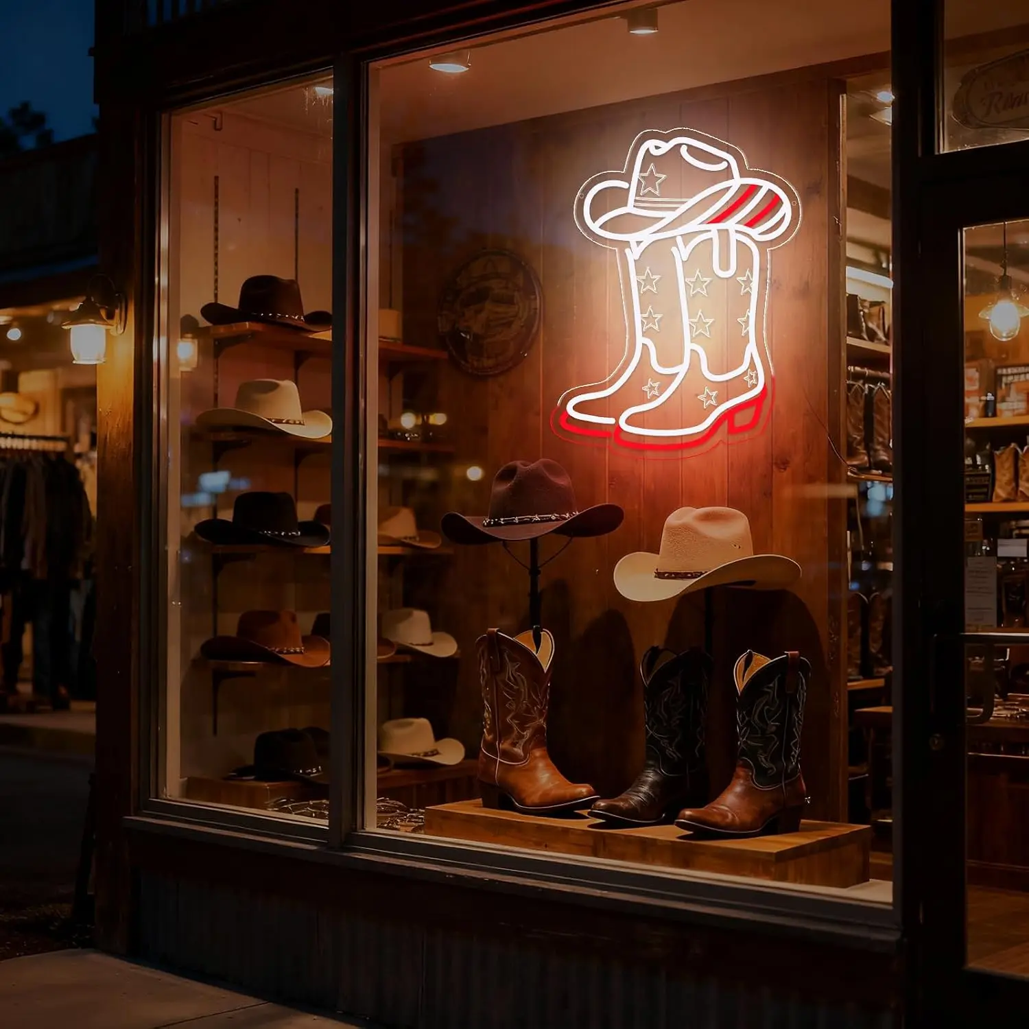 Cowboy Boots and Hat LED Neon Sign USB Powered Neon Light for Bar Man Cave Bedroom Home Decoration USB Night Light Gift view 2