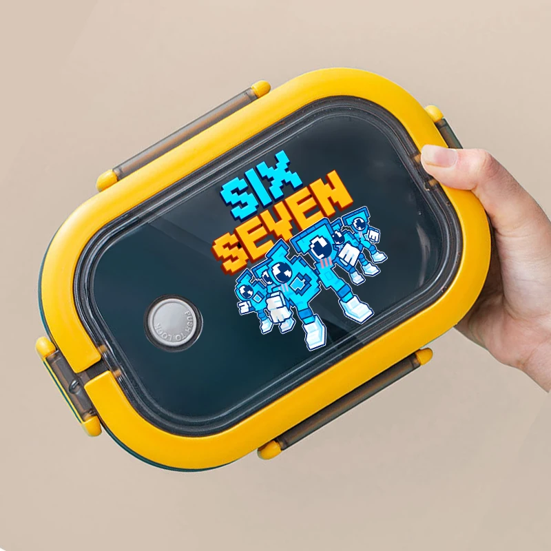 Lancheira Bento Steal A Brainrot 67 Six Seven com estampa de desenho animado, lancheira de camada dupla, recipientes para armazenamento de alimentos para crianças, presentes para crianças
