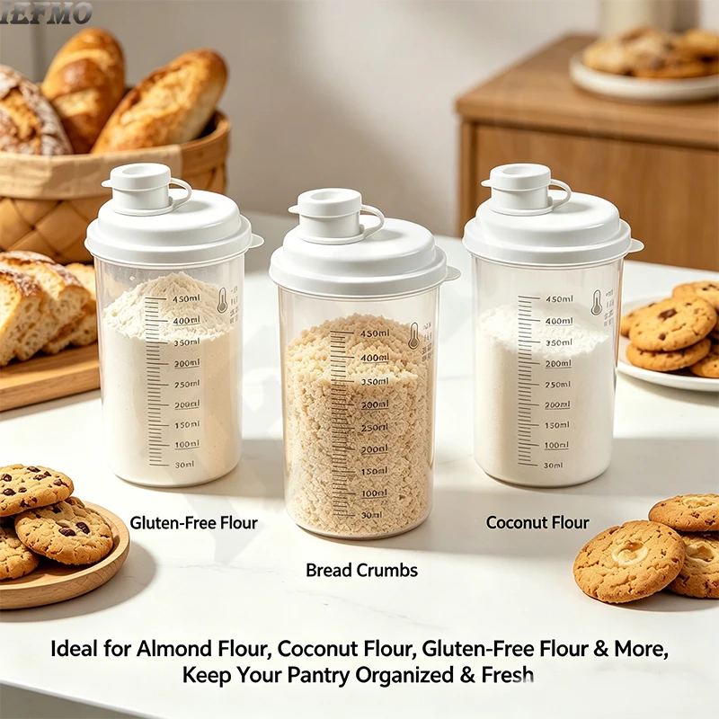 Airtight Food Storage Containers with Lids Sugar Dispenser Sealed Canisters for Brown Sugar Salt Flour Moisture Proof Dry Food