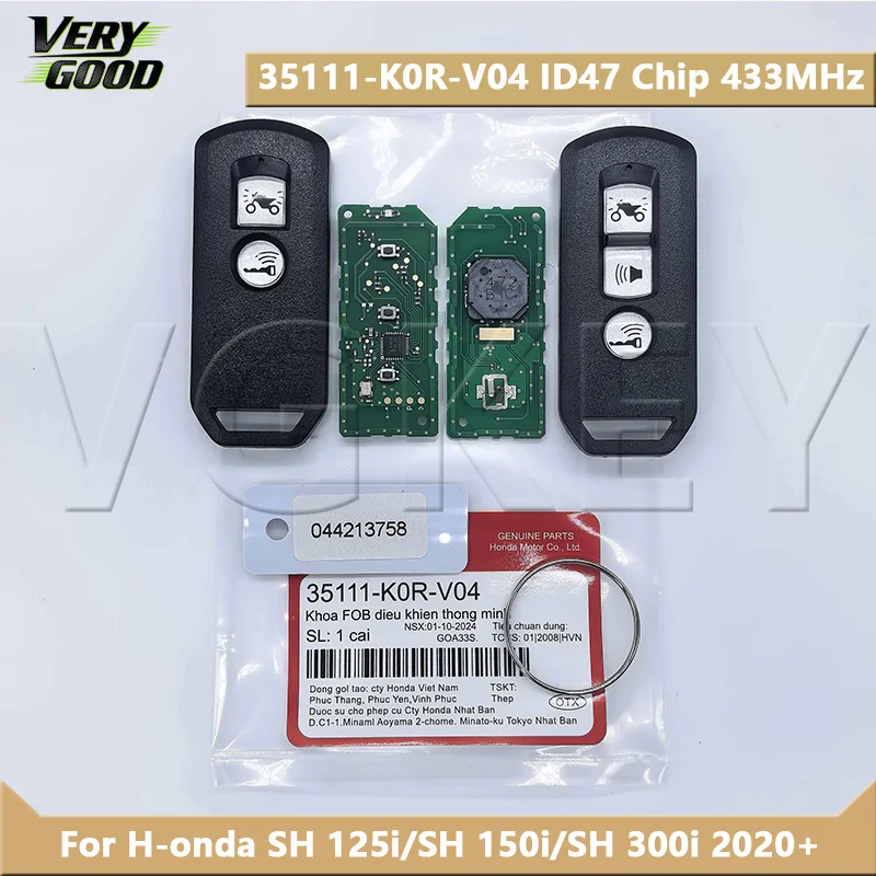 VG 35111-K0R-V04 2/3Buttons Motorcycle Scooter remote key ID47 Chip 433MHz For H-onda SH 125i/SH 150i/SH 300i 2020+
