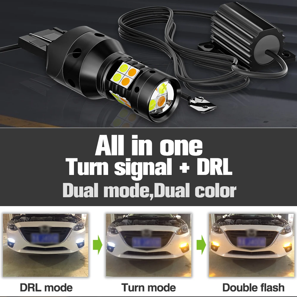 2x LED Dual Mode Turn Signal+Daytime Running Light DRL Accessories Lamp For Peugeot 407 SW 2004-2011 2006 2007 2008 2009 2010