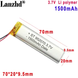 3.7V Polymer lithium battery 952070 102070 For Beauty instrument rechargeable battery 1500mah polymer battery