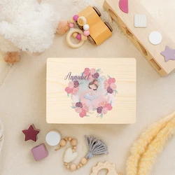 Ballerina Keepsake Box Nursery Decor Personalised Dance Ballet Wooden Memory Box for Kids Gift Idea Daughter's Birthday