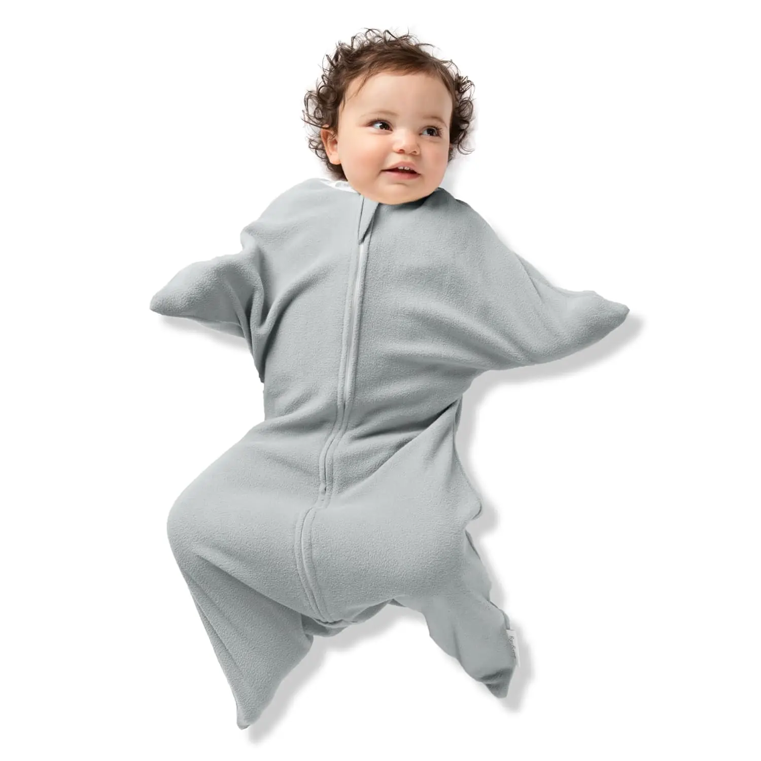 

Cozy Fleece Wearable Baby Blanket with Two-Way Zipper for Easy Diaper Changes - Heather Grey, Small (4-8 Months)