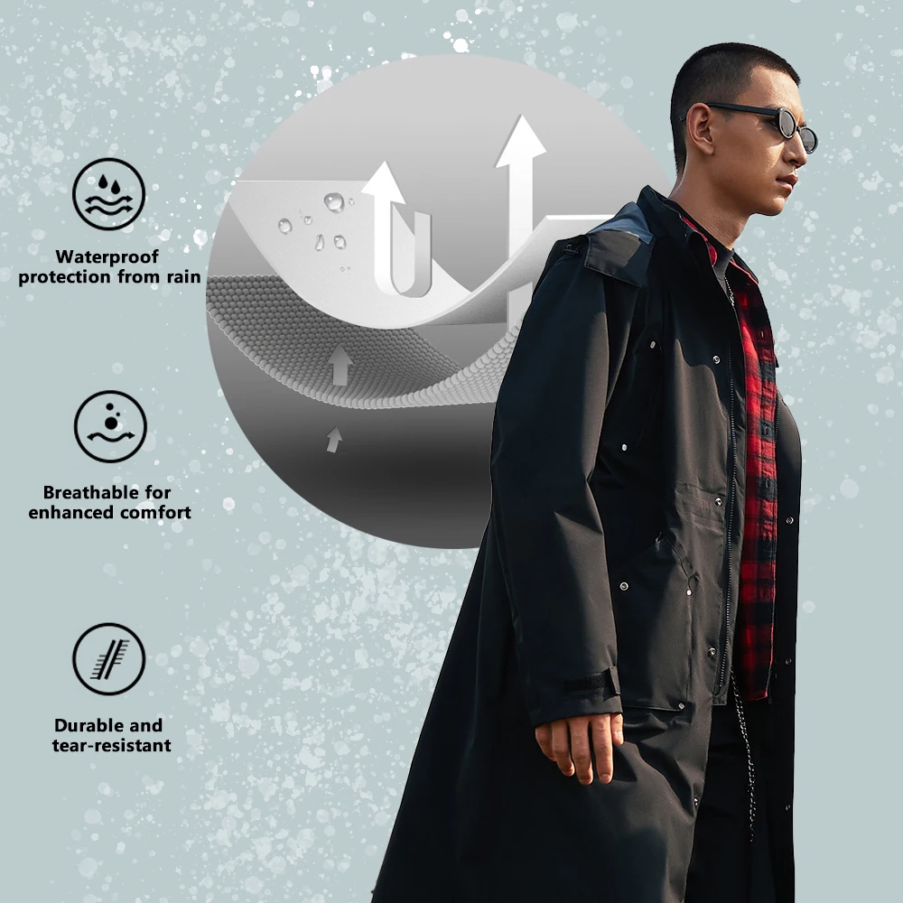 ロングトレンチコートレインコート女性男性防水ウインドブレーカ - Women'S Fashion Rain Jacket のレビューと価格