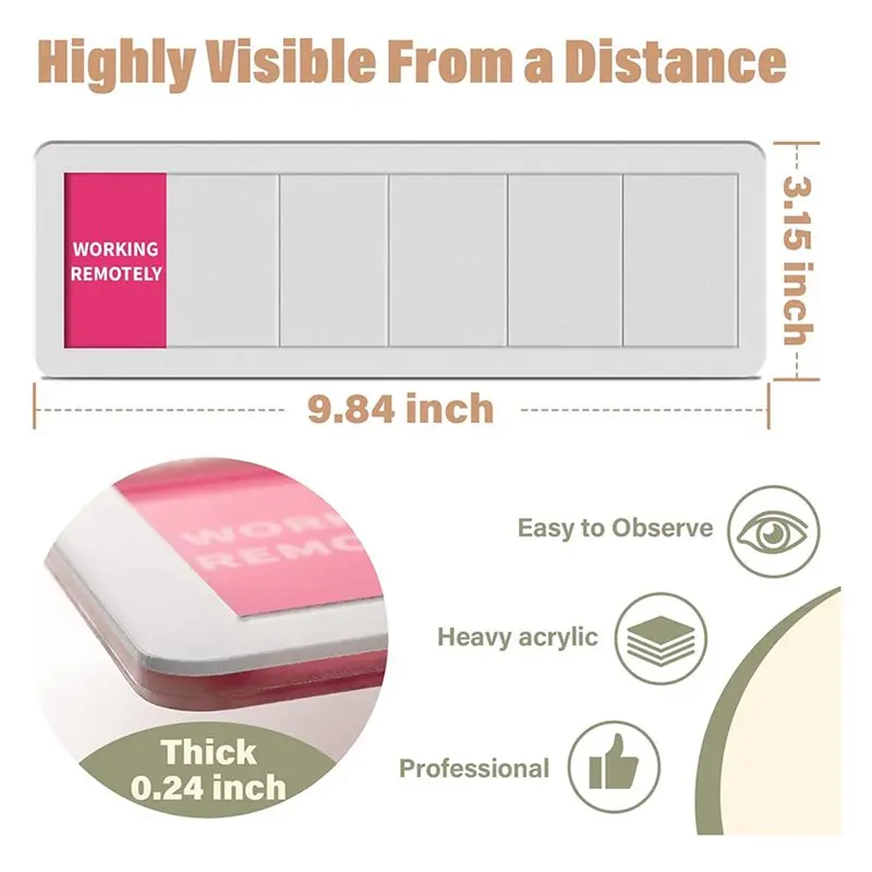 ABFU-3X Office Door Signs 6 Options Do Not Disturb, Please Knock, In A Meeting, Soon Privacy Door Slider Sign For Meeting