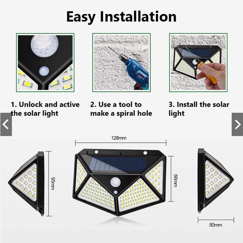 Imagem -06 - Lâmpada de Parede Solar Led com Indução Humana Lados Luminous Motion Sensor Luz Impermeável Jardim ao ar Livre Pátio Rua 100