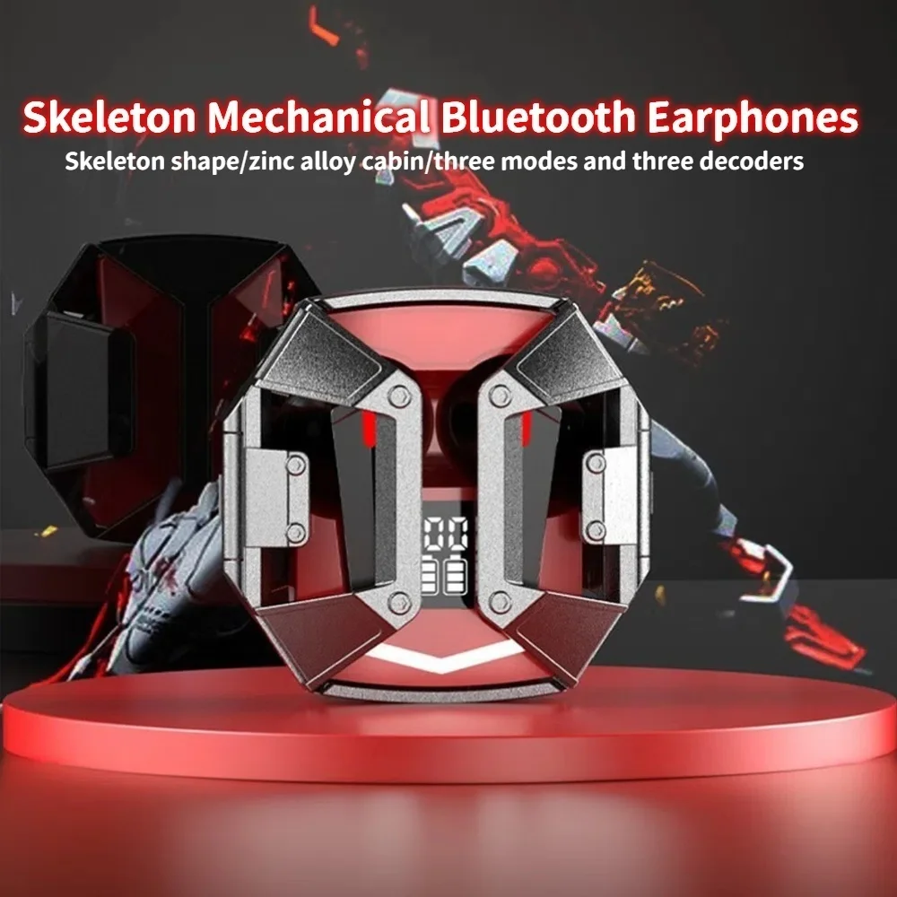 

Zinc Alloy Cabin Skeleton Mechanical Bluetooth Wireless Earphones HiFi Sound Intelligent Noise Cancellation E-sport Game Earbuds