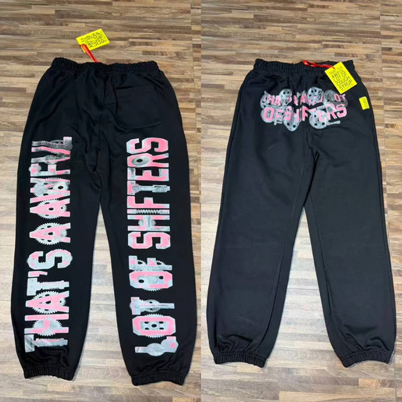 New THAT'S A AWFUL LOT OF COUGH SYRUP Unisex Side Vertical Matte Letter Print Jogger Sweatpants Drawstring Streetwear Trousers