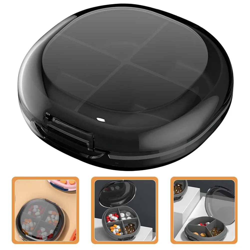 

Lightweight 4 Grid Medicine Organizer Portable Travel Dispenser Small Sealed Case for Pills Vitamins Gum Rings Bracelets Outdoor