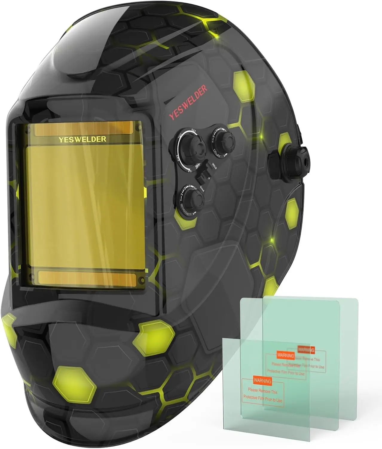 

Auto Darkening Welding Helmet with Blue Light Blocking, True Color 1/1/1/1, 4 Arc Sensors, Wide Shade 3/5-9/9-13 for TIG MIG ARC