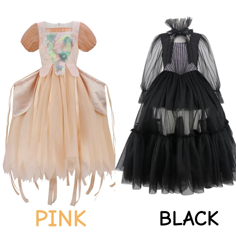 

Halloween Girls Stage Show Dresses Black And Pink Princess Dress Role Play Costume Birthday Outfits Carnival stage performance