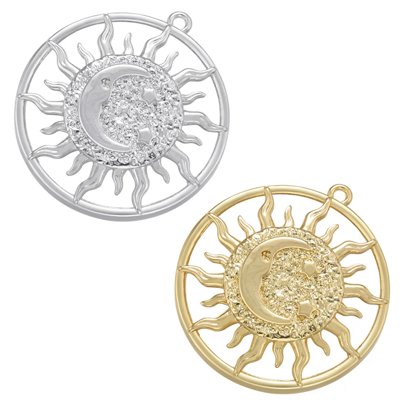 ZHUKOU Gold color Sun Flower Pendant Moon Star charms for Women DIY Necklace Jewelry Accessories Supply Wholesale VD1167