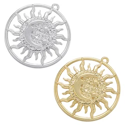 2pcs/lot, Gold color Sun Flower Pendant Moon Star charms for Women DIY Necklace Jewelry Accessories Supply Wholesale VD1167