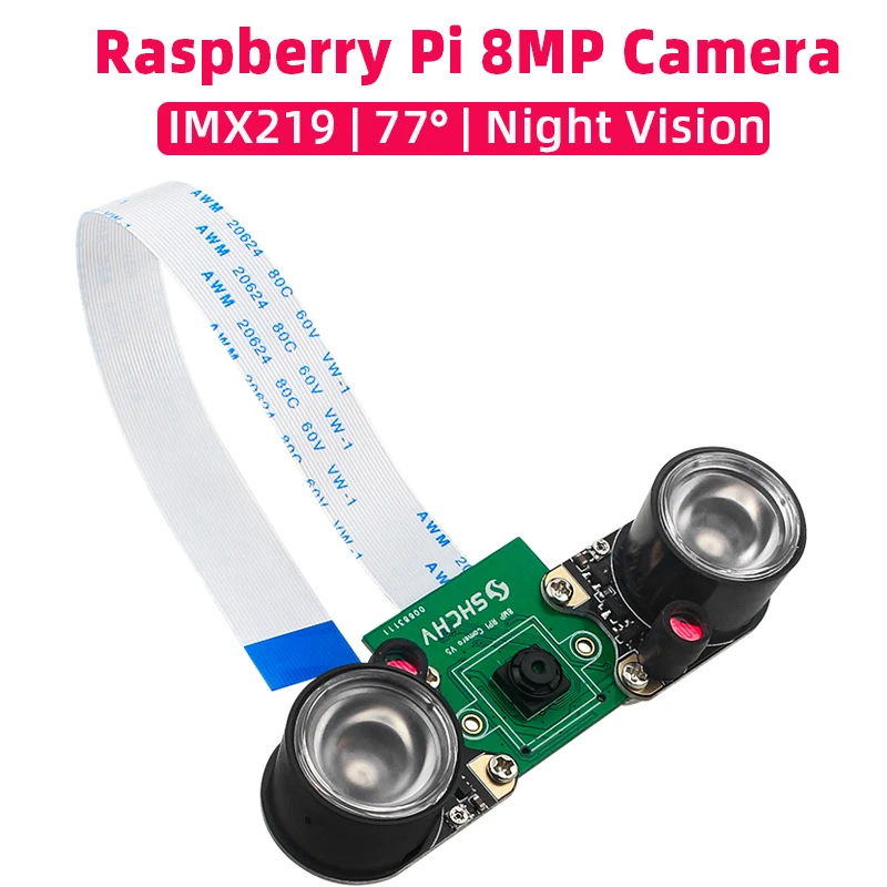 Raspberry Pi 5 8MP Kamera Nachtsicht IMX219 Sensor 77 °   FOV MIPI CSI-Schnittstelle Optional 2 Infrarotlicht für RPI 5 Pi5