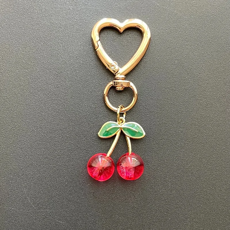 Cherry Blossom Heart-Shaped Bag Charm Durable Lobster Clasp DIY Bag Accessory Perfect Gift for Women Romantic Token of Love