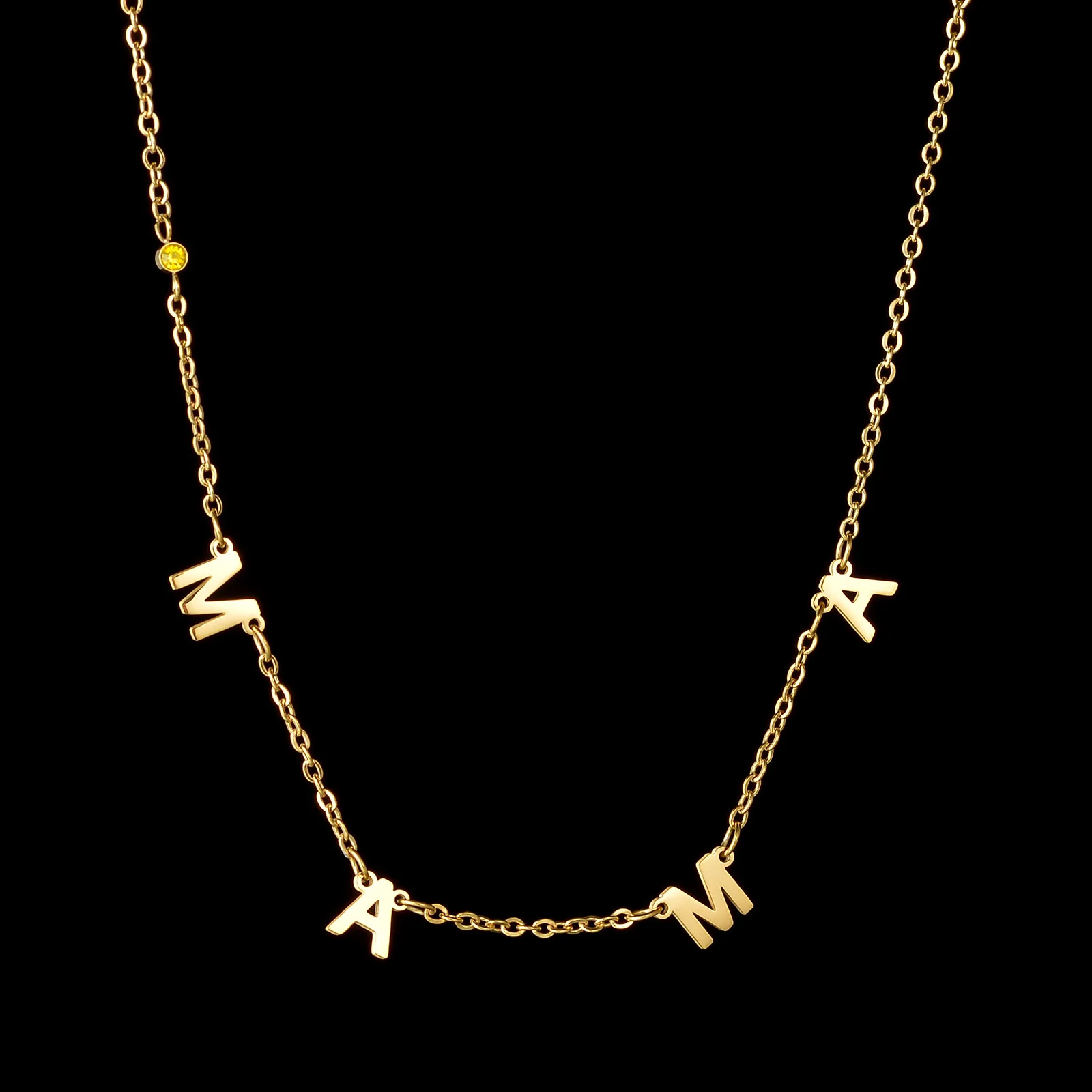 Acheerup Personalized Multiple Letters Necklace for Women Custom Stainless Steel Zircon Nameplate Pendant Choker Jewelry Gift