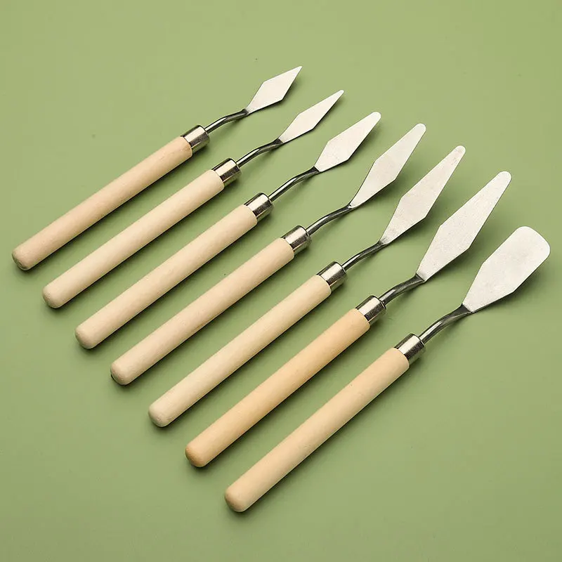 7Pcs Stainless Steel Oil Painting Knives – Spatulas & Palette Mixers 5