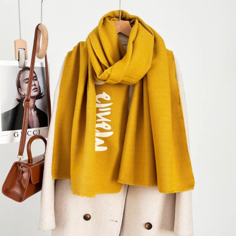 

Корейский модный однотонный шарф из искусственного кашемира, женский дизайн, термомягкий, уютный, женский, осенне-зимний, утолщенная шаль, женская