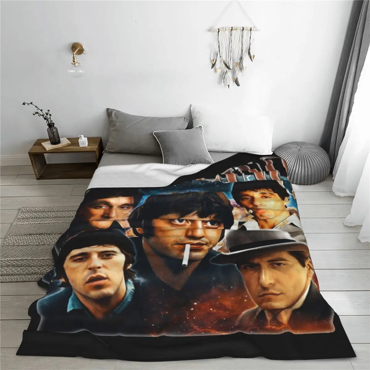 AL PACINO 90s Style Blankets Flannel Print Portable Super Warm Throw Blankets for Home Outdoor Rug Piece