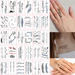 30 Sheets Hand Tattoo Love Flower Note Letter Black Small Design Temporary Tattoo Stickers for Men Women Waterproof Fake Tattoo