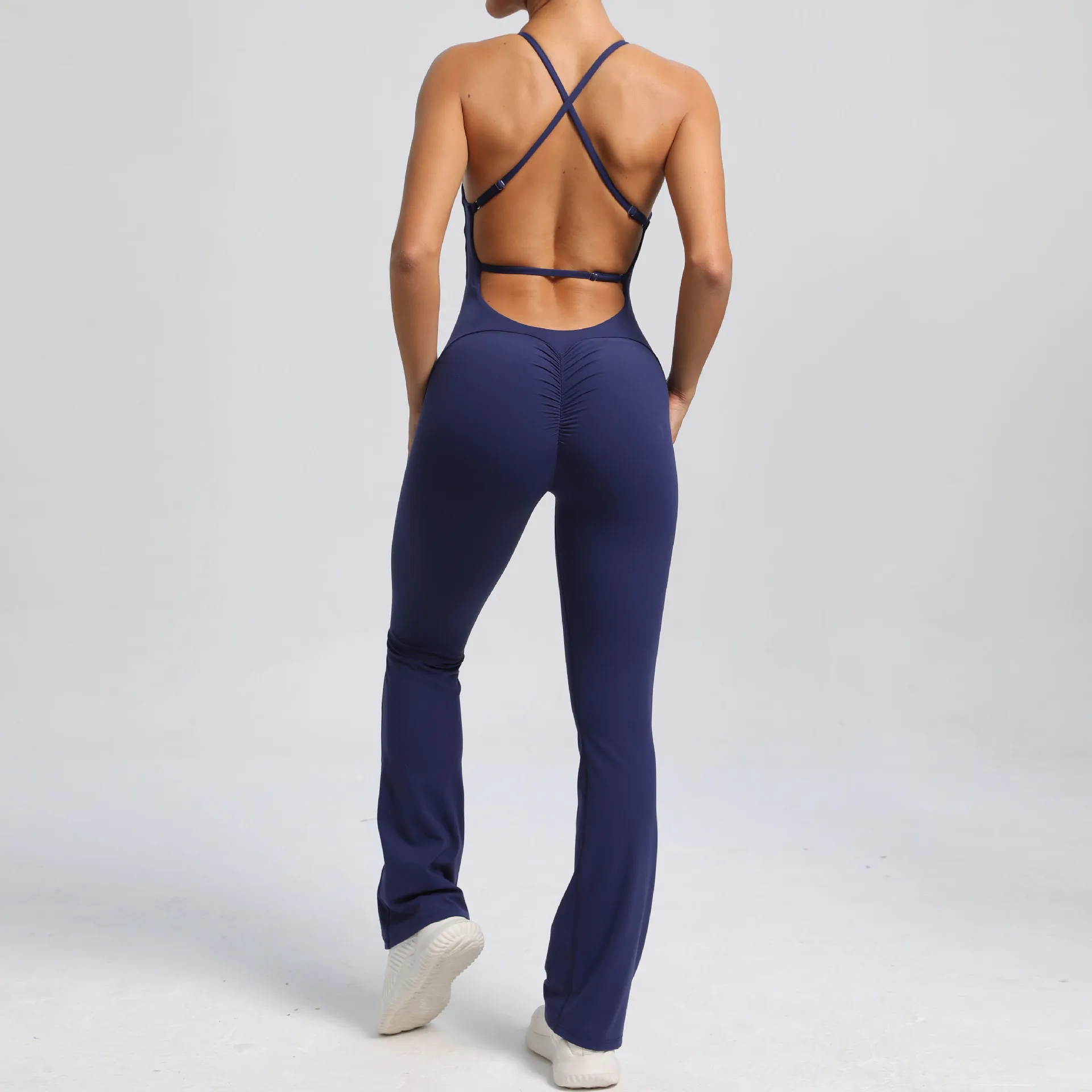 Seamless Yoga Jumpsuits Sports Fitness Peach Hip-lifting Adjustable Strap Beauty Back One-Piece Bootcut Tracksuits for Women