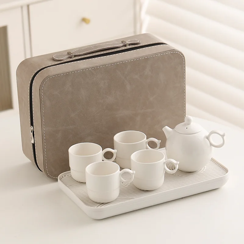 Chinese Cup Simple Modern Living Room Kung Fu Tea Set Small Set Ceramic Teapot One Pot Four Cups Hotel B&B Light Luxury Tea Set