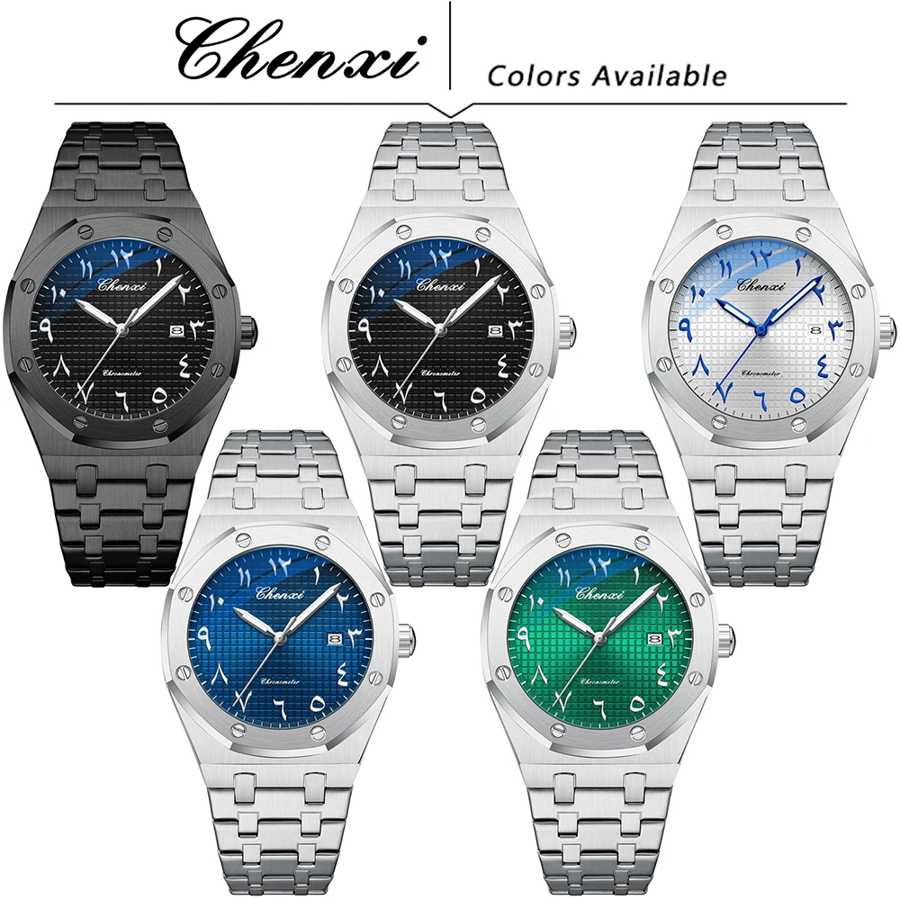 Chenxi marca quartzo homem mulher relógio moda negócios casual à prova dwaterproof água calendário luminoso casal relógios para presentes das mulheres dos homens