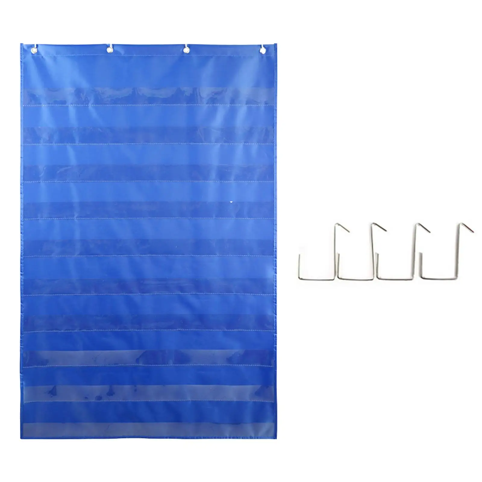 Hanging Teaching Pocket Chart for Kids with Transparent Pockets for Sentence Strips and Word Cards for Classroom Home School