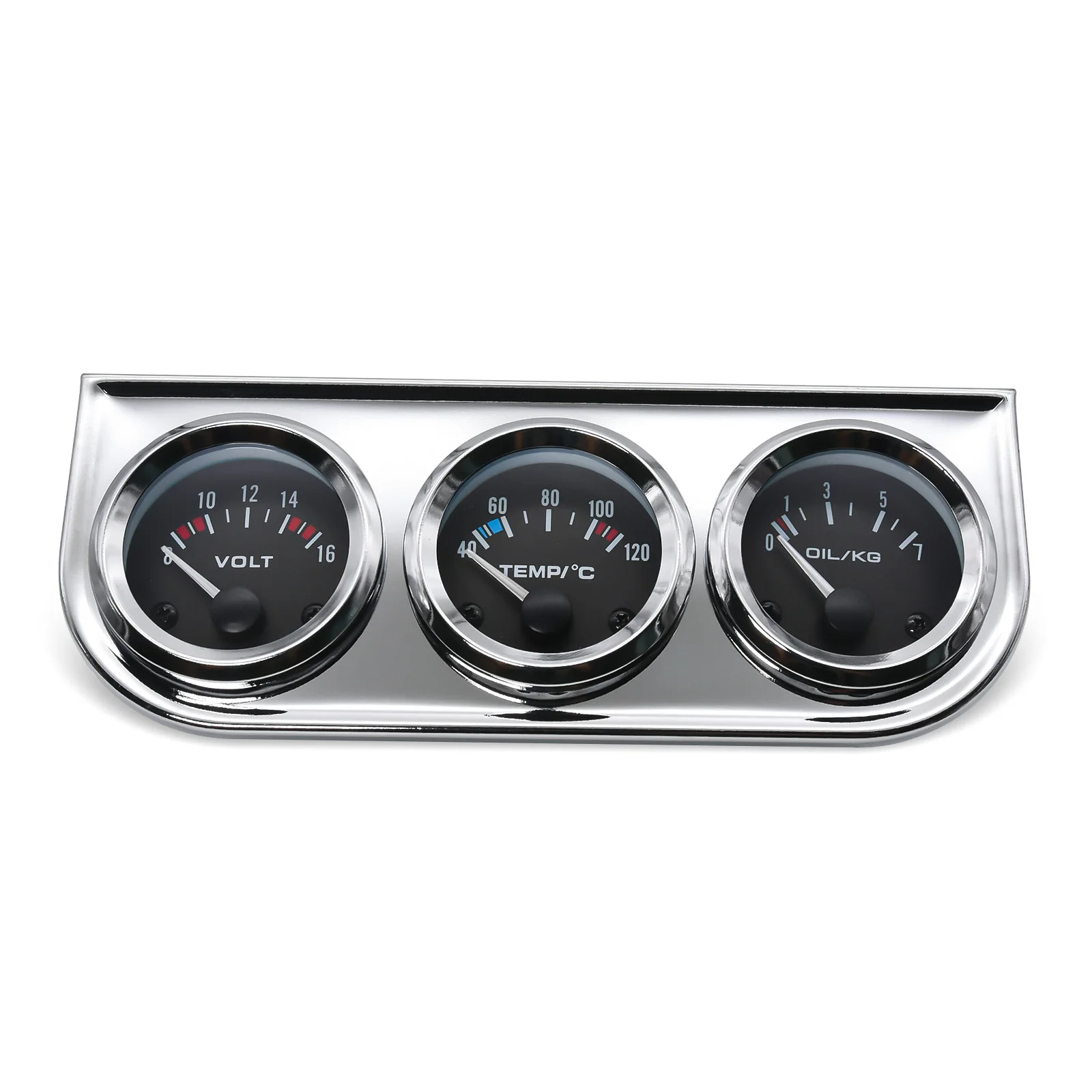 52MM 3 In 1 Oil Pressure Gauge + Volt meter + water temp gauge Kit Volt meter with sensor Oil Temperature Gauge Triple Meter