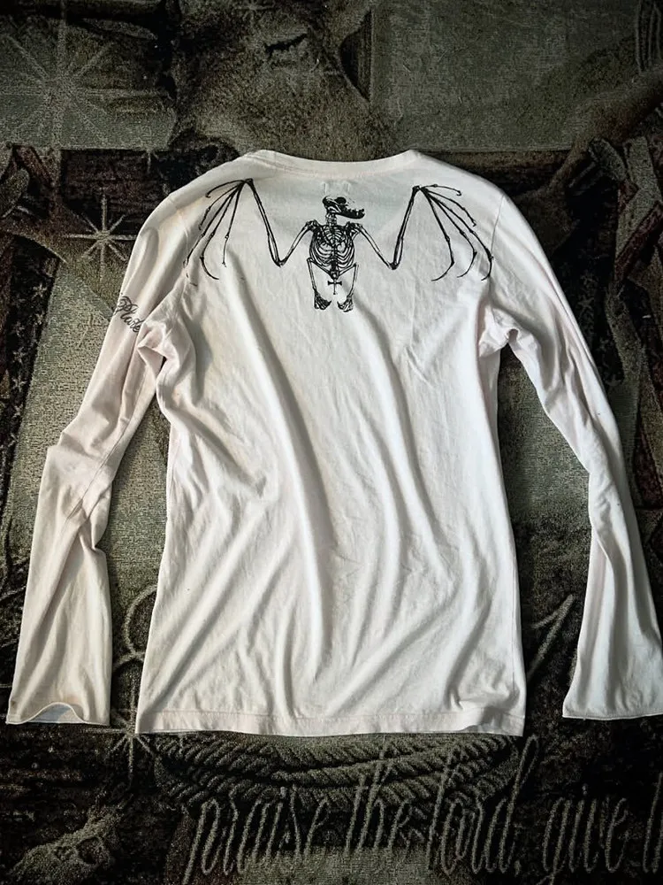 FANTASTION LGB Visual Series Rare Print Exotic Beast Skeleton Vintage Long-Sleeve T-Shirt Loose Fit Unisex