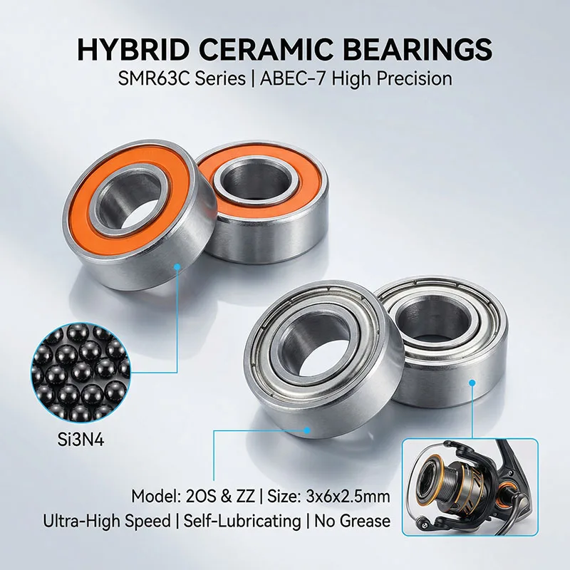 10pcs Ceramic Bearing 2x5x2.5 mm SMR52C 2OS SMR52 2RS Stainelss Steel Hybrid Ceramic Bearing 2*5*2.5 Reel Bearing SMR52C L520 ZZ