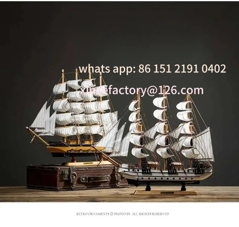Customizable Lifelike Miniature Pirate Saig Ship Model Marine Decoration Accessories Modern Arts Office Home Souven