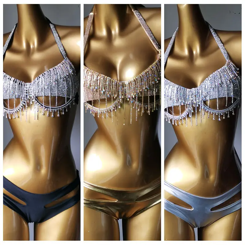Body Jewelry Swimsuit Sexy Underwear Tassel Chest Chain Bikini woman Chain Body Night Nightclub Party Makeup Dance Beach Outfit