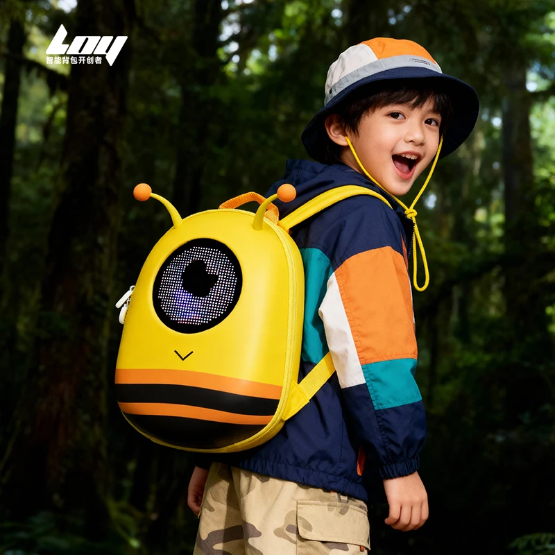 LOY C3-2 LED Screen Cute Baby Kindergarten Schoolbag Bluetooth Connection App Control Display Ant Backpack Children Travel Bag