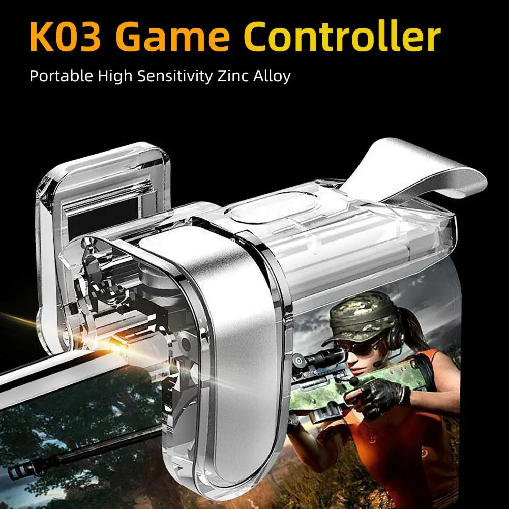 Controlador de juego K03 portátil de alta sensibilidad, aleación de Zinc, tecla de disparo de fuego libre, botón de puntería, gatillo de juego para iPhone