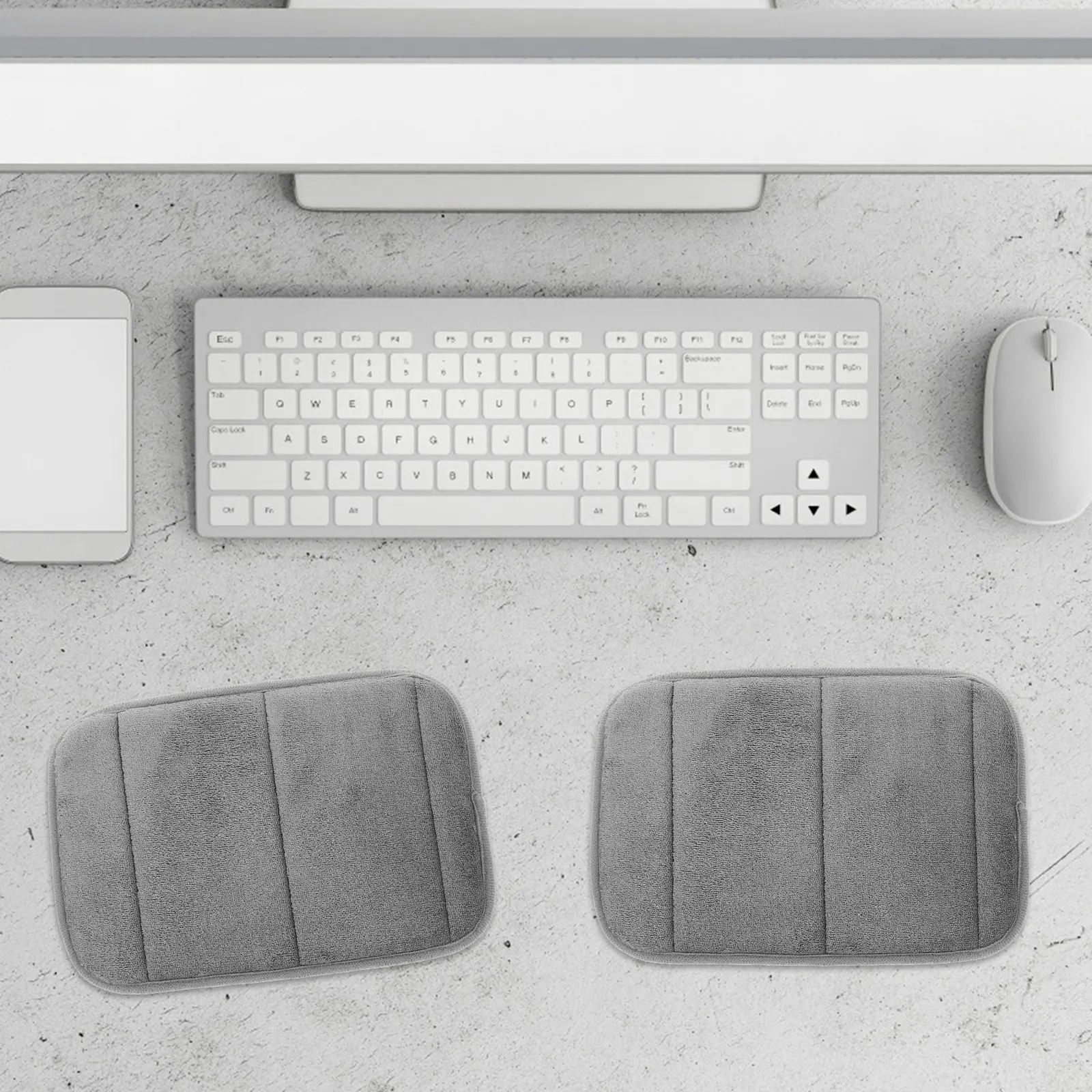 

2 шт., налокотник из пены с эффектом памяти, клавиатура, H-подставка, защита запястья, 30 см, серая разделенная подушка для мыши, игровой стол, беспроводной офис, дом