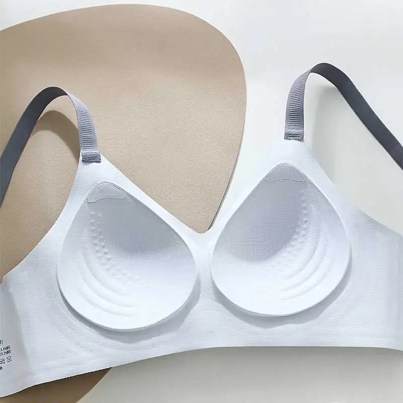 Seamless Underwear Women\'s Small Chest Gathering Anti-sag Retraction Breast Integrated Fixed Massage Cup Beauty Back Bra New