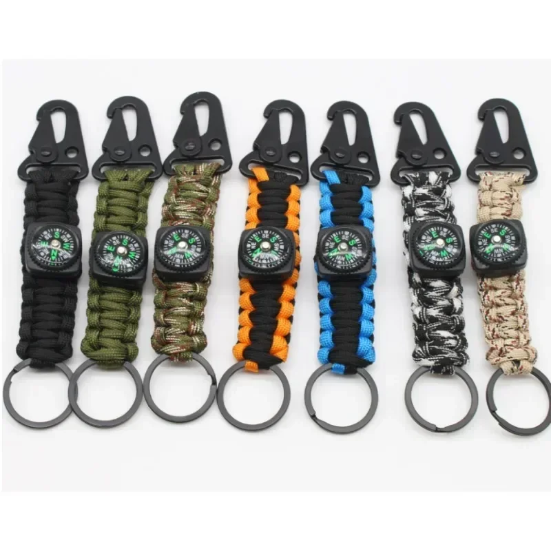 1pcs/2pcs Multifunction 7 Core Paracord with Compass Hawkbill Hiking Buckle for Outdoor Survival Camping Hiking Gifts