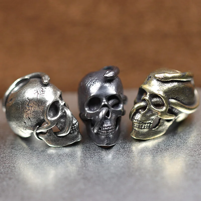 بيثون رأس جمجمة ثعبان سكين من النحاس الأصفر حبة ، EDC ملحقات Paracord في الهواء الطلق ديي ، المنسوجة الحبل قلادة المجوهرات ، سحر سوار فاتن #1