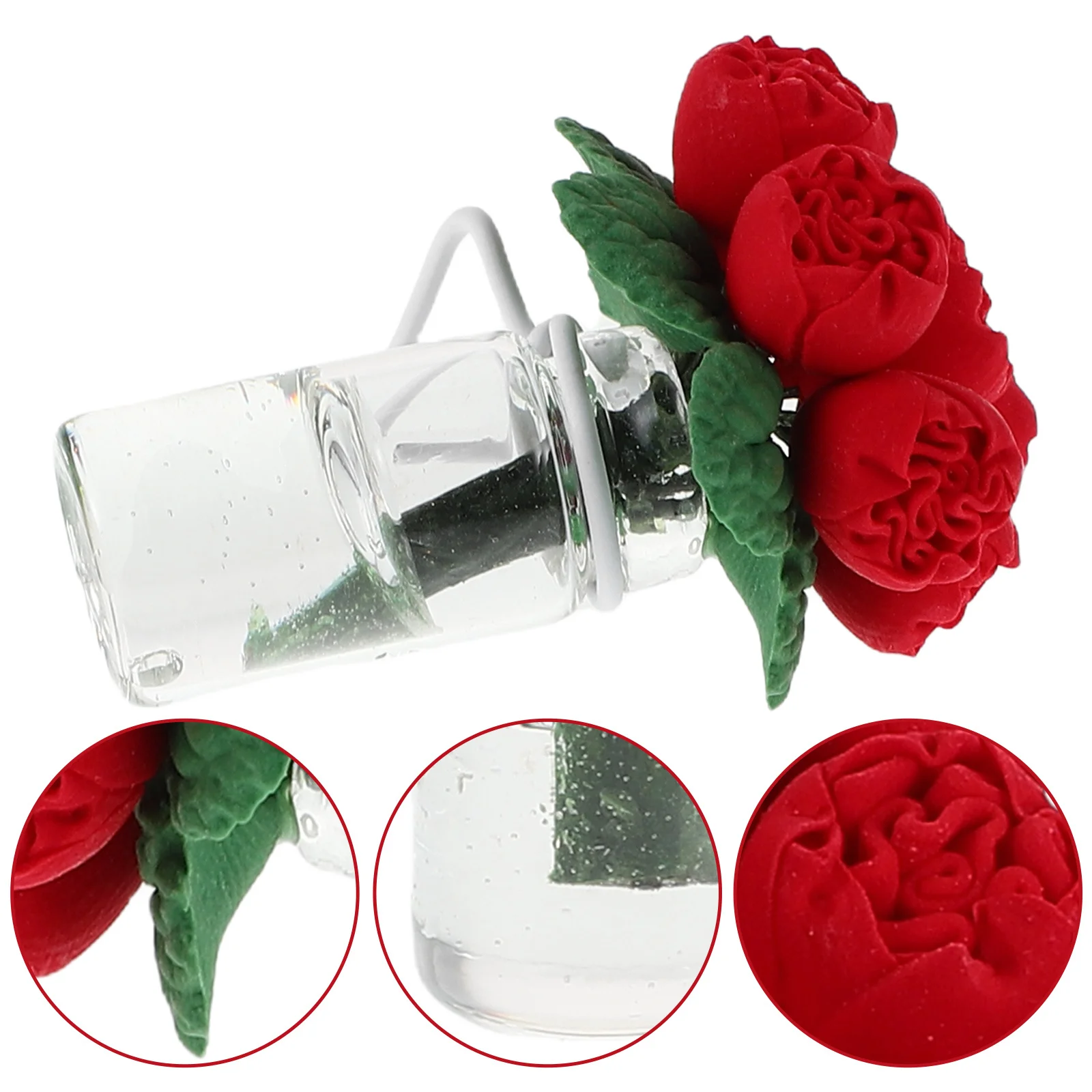 

Car Interior Vase Decor Mini Plastic Rose Sculpture Compact Tabletop Ornament for Dashboard Decoration Car Rose Vase