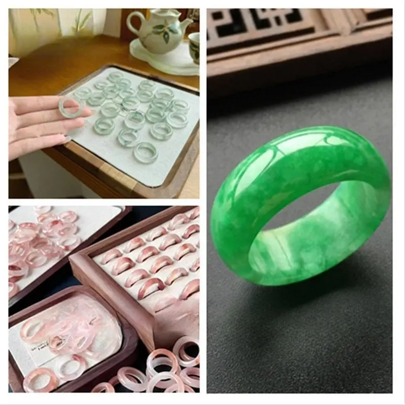 Exquisite jewelry natural peach blossom ring Xinjiang Tianshan Cuihuahua jade ring the first choice for daily wear gifts