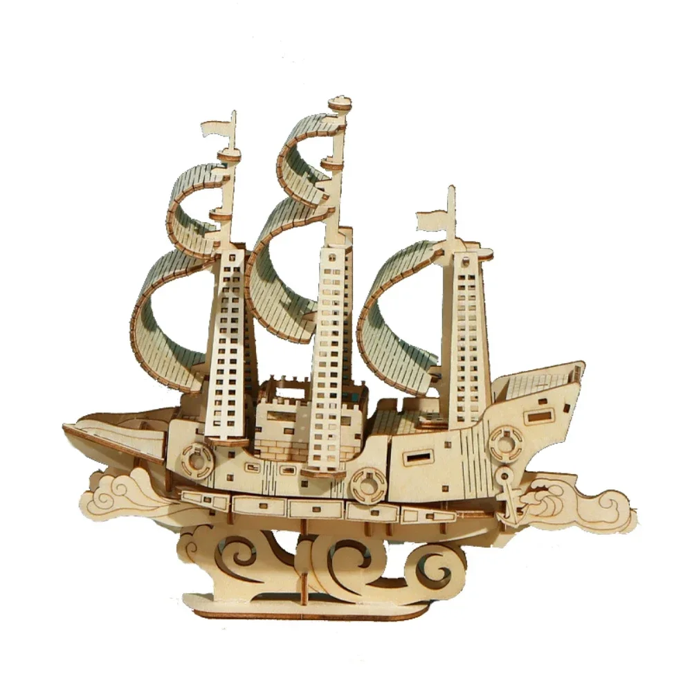 DIY Classical Cruise Ship Wood Puzzles Set 3D Building Bricks Constructions Blocks Kits Assembled Boat Crafts Models To Build