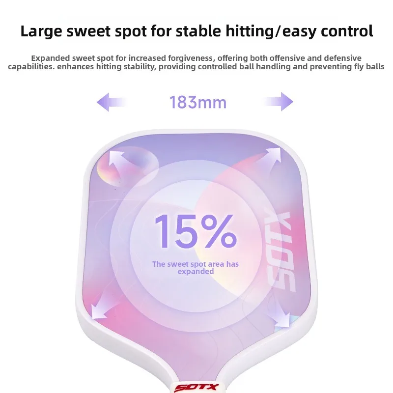 SOTX Pickleball 16mm Paddle Fiberglass Professional Offensive Pickleball Paddle For Beginner Misty Purple Single Paddle
